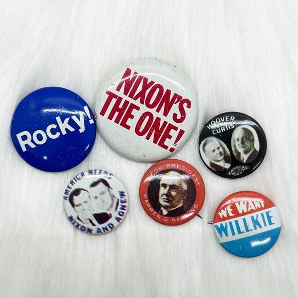🔮 5/$25‎ Vintage Republican Pins - Picture 1 of 3